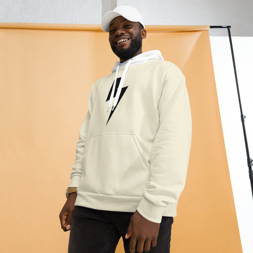 EXUBERANT Minimalist Hoodie with bold back logo and lightning bolt emblem
