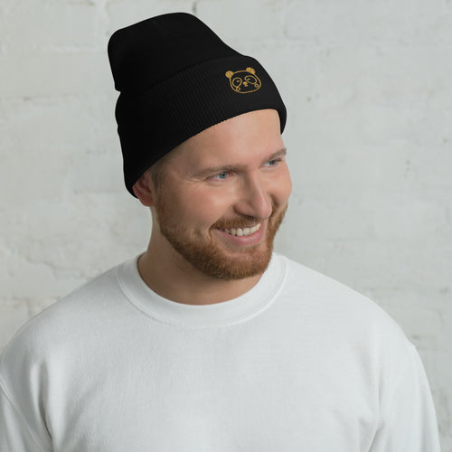 Cozy panda beanie for men and women – black and white knit winter hat with soft acrylic material, streetwear style
