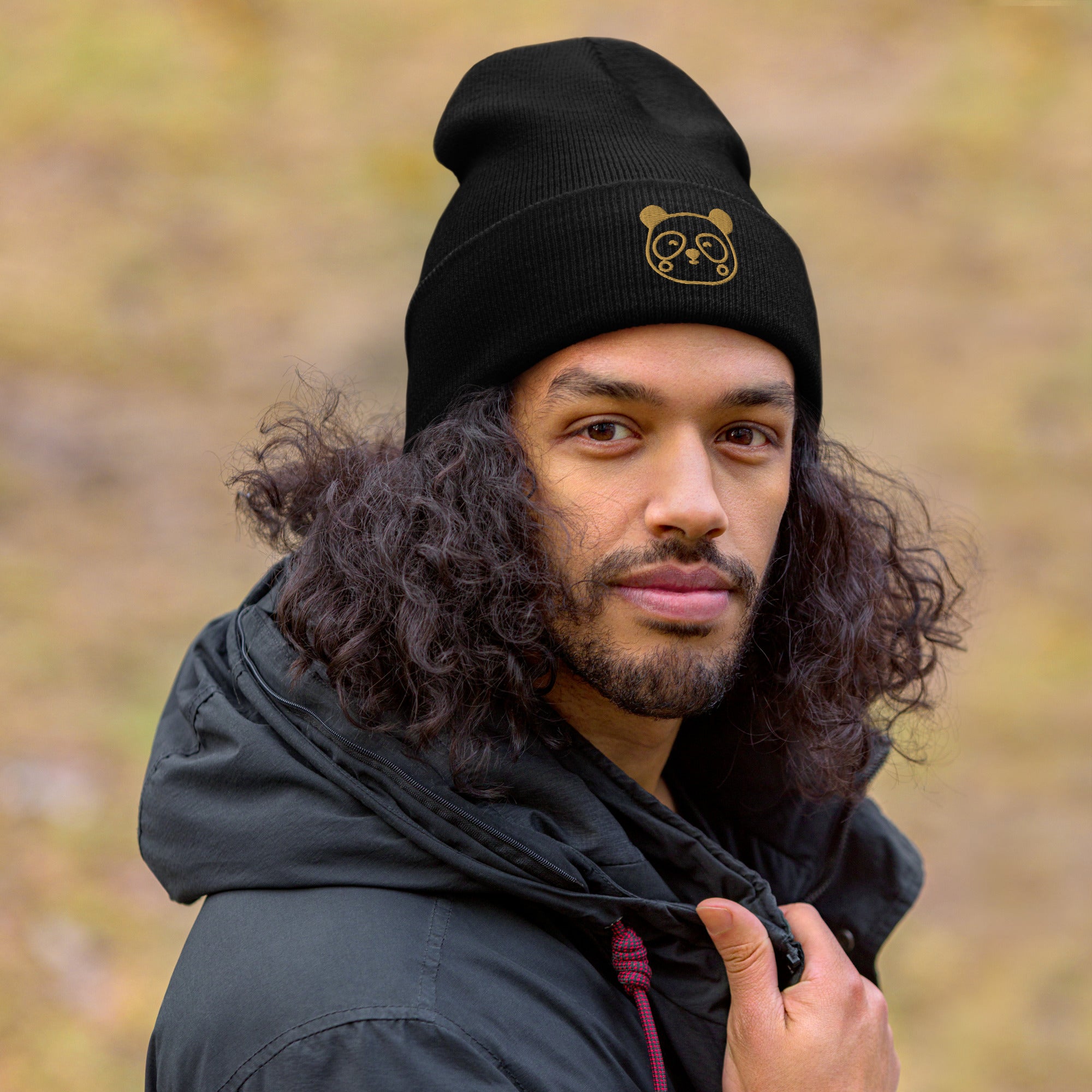 Warm unisex panda beanie – snug fit knit hat, hypoallergenic acrylic, perfect for casual winter outfits
