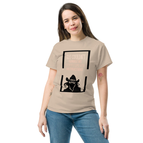 Structured fit streetwear t-shirt with bold graphic text design
